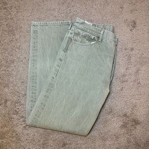Levi's 051 Jeans W36 L34 Sage Green Straight Leg Denim Button Fly